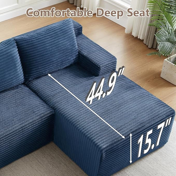 96" Cloud Sectional Couch U-Shaped Chaise - Image 5