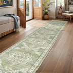 Hallway Runner Rug 2x12 Extra Long Washable Runner, Light Green | Vintage Rug - Image 4