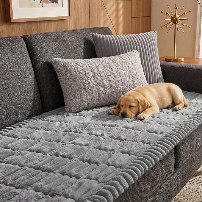 Fixwal Waterproof Flannel Dog Couch Cover, 27.6" x 82.7", Light Gray | by Fixwal