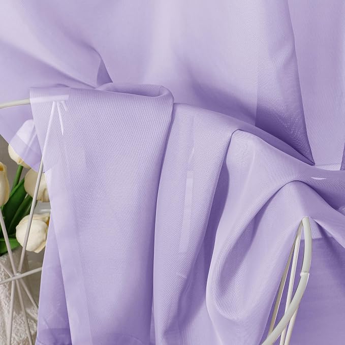 Lavender Sheer Curtains 96 Inches Long 2 Panels - Image 2