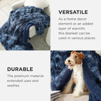 Bedsure GentleSoft Fuzzy Sherpa Faux Fur Twin Blanket Tie Dye Navy Cozy Gifts - Image 4