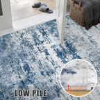 Area Rug Living Room: 4x6 Modern Washable Indoor Soft Carpet Blue | - Image 8