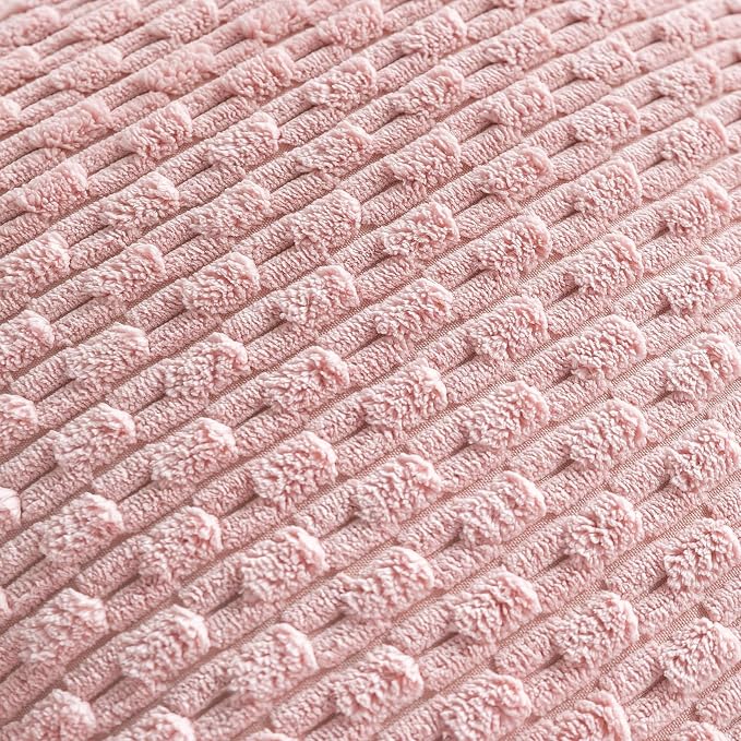 Set of 4 Light Pink Decorative Throw Pillow Covers 18x18 Inch Corduroy Pillow - Image 6