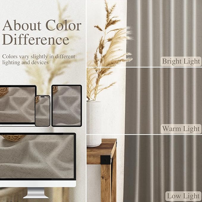 Grey Beige Curtains 90 Inches Long - Image 3