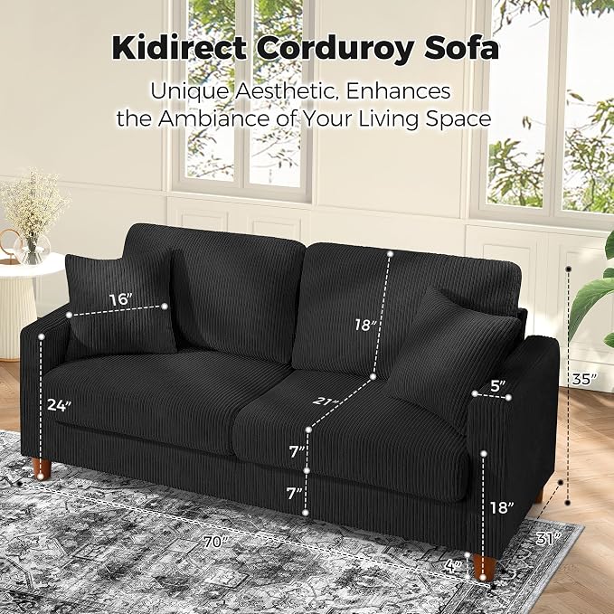Kidirect 70in L Shaped Couch, Modular Sofa No Tool Assembly, Comfy Sectional - Image 3