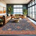 Washable Navy Blue Living Room Rug, 7x10 Area Rug - Image 6