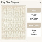 Soalmost 7x10 Area Rug for Living Room Washable Rugs Non-Slip Beige/Brown | - Image 5
