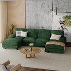 Furniwell Convertible Sectional Sofa Couch, 4 Seat Sofa Set by WellFurnitureHomeLifeWell