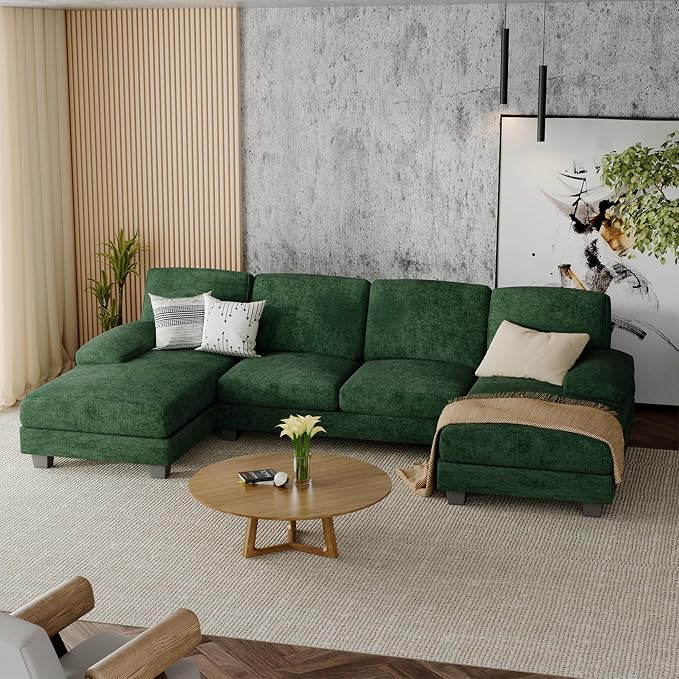 Furniwell Convertible Sectional Sofa Couch, 4 Seat Sofa Set by WellFurnitureHomeLifeWell