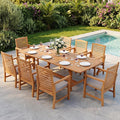 PHI VILLA 9 Pieces Acacia Wood Patio Dining Set by PHIVILLA