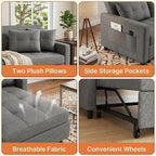 Gizoon 3-in-1 Convertible Loveseat Sleeper Couch Bed, 71.7" Extended Pull Out - Image 9