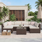 GarveeHome 7-Piece Modular Outdoor Patio Set, Sectional Rattan Wicker Sofa - Image 7