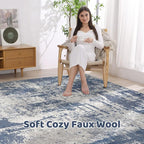LOONGRUG 6x8 Area Rug Washable Neutral Modern Living Room Rugs Navy Grey | - Image 3