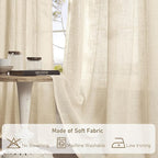 Sheer Linen Curtains 90 inch for Living Room, Bronze Grommet Soft Thick Light - Image 9