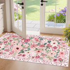 DUKINO 2x4 Entryway Rug, Floral Washable Kitchen Rugs Non Slip, Soft Indoor by DUKINO