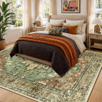 RELEANY Washable Area Rug, Brick/Brown/Green | Non-Slip, Water Repellent - Image 3