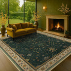 Dark Green Vintage 7x10 Washable Rugs - Image 4