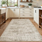 Soalmost 3x5 Rugs Non-Slip, Small Washable Kitchen Entryway Area Rug Brown | - Image 2