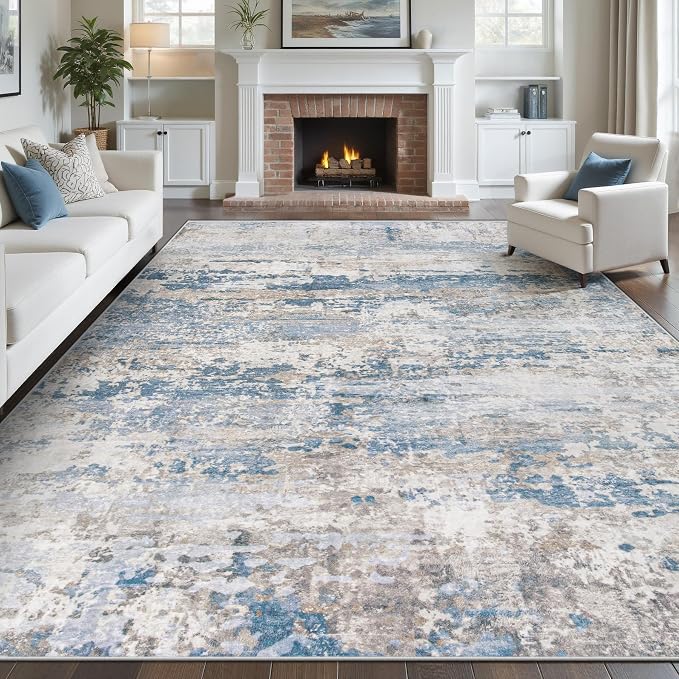 pmtsns Area Rugs 10x14 Living Room: Washable Rug Modern Abstract Neutral Soft by pmtsns