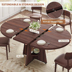 Extendable Dining Table, Round Kitchen Dining Room Dinner Table - Image 6