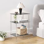Tempered Glass Side Tables Set of 2 Acrylic End Table - Image 2