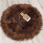 1.3ft Small Round Brown Rug, Thick Furry Fluffy Carpet by TENNOLA