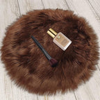 2ft Small Round Brown Rug, Thick Furry Fluffy Carpet by TENNOLA