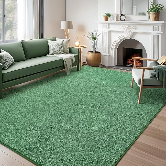 5x7 Area Rugs for Living Room Non Slip Dorm Bedroom Rug, Matte Green | Modern - Image 9
