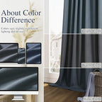 Vintage Blue 100% Blackout Linen Curtains 72 Inch Length 2 Panels Set - Image 7