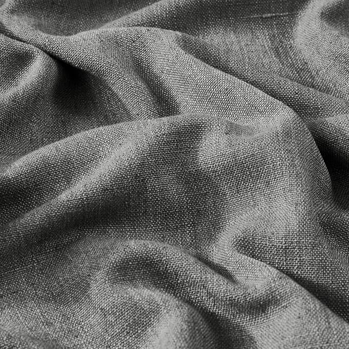 Vision Home Pinch Pleated Dark Grey Blackout Curtains 90 inch Linen Blended - Image 5