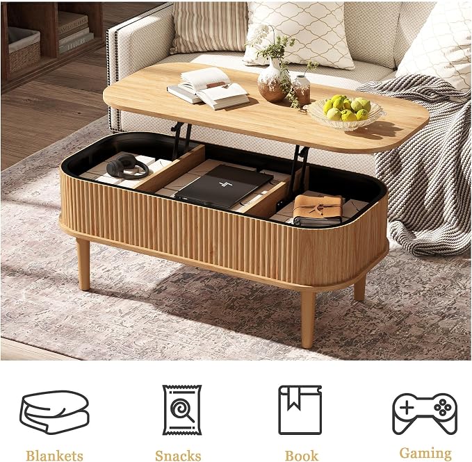Fluted Lift Top Coffee Table - Image 6