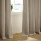 Grey Beige Pinch Pleated Semi Sheer Linen Curtains 92 Inches Long 2 Panel | - Image 8