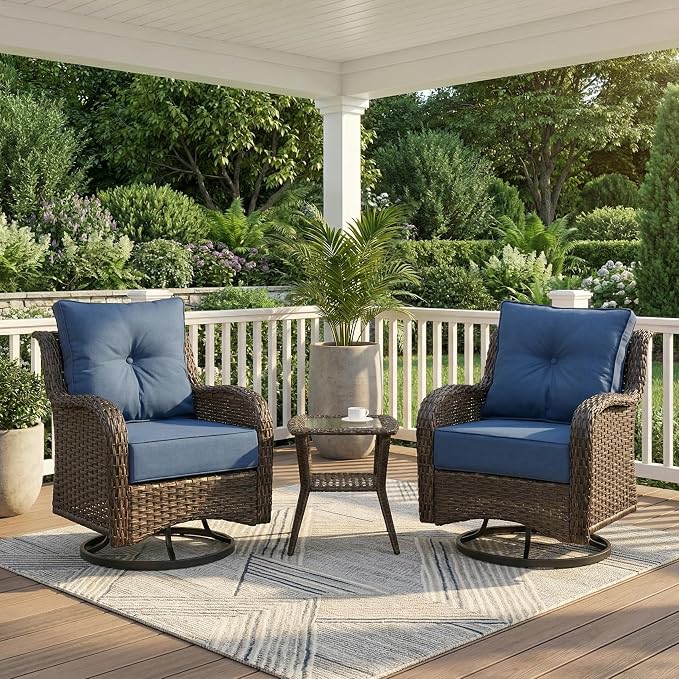 Patio Furniture Set, High Back Swivel Chairs, Weather Resistant Olefin Fabric by SAILARYPatioFurniture