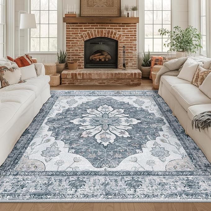 RELEANY Washable Area Rug, Square 8'x8', Water Repellent, Pet Friendly by RELEANY