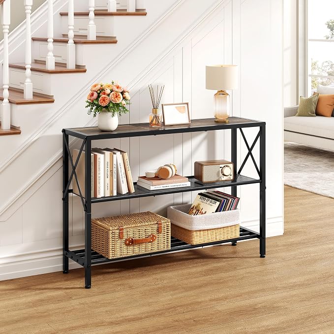 Hoctieon Industrial Console Table, 3 Tier Entryway Table, Hallway Table - Image 3
