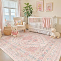 Pink Rugs for Bedroom-5x7 Area Rugs for Living Room, Girls Room | Washable Rugs by Zesthome
