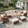 6-Piece Patio Conversation Sets, Outdoor Sectional Sofa by Mugovelo