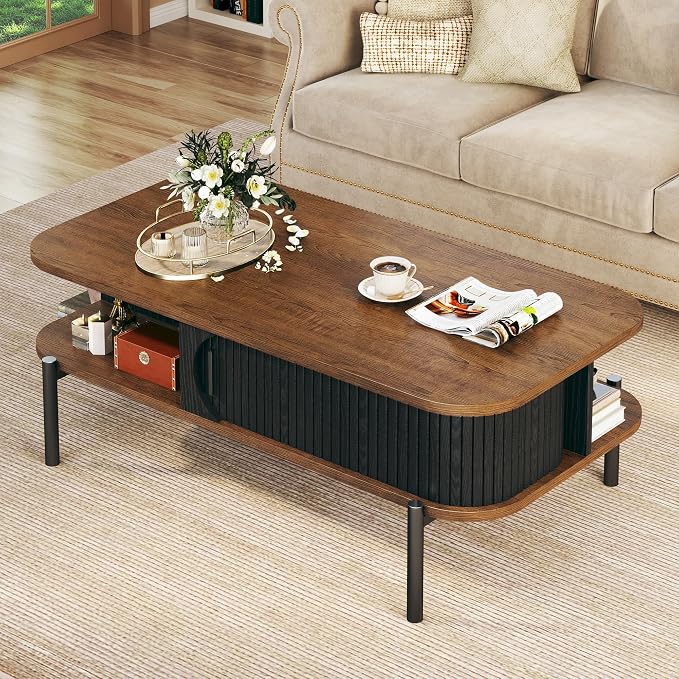 Coffee Table, 39.4" Mid Century Modern Coffee Tables by HUAHUU