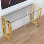 Cortesi Home Laila Console Table Stainless Steel Glass, 15.75" D x 47" W x - Image 2