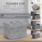 Ornavo Home Small Storage Ottoman, Foldable Collapsible Rectangle Linen Ottoman - Image 5