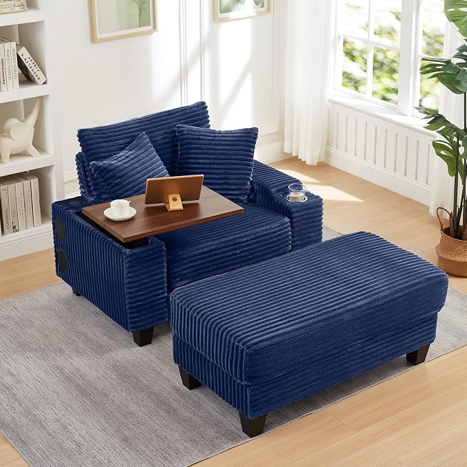 KEIKI Corduroy Storage Armrest Sofa, Single Versatile Seat by KEIKI