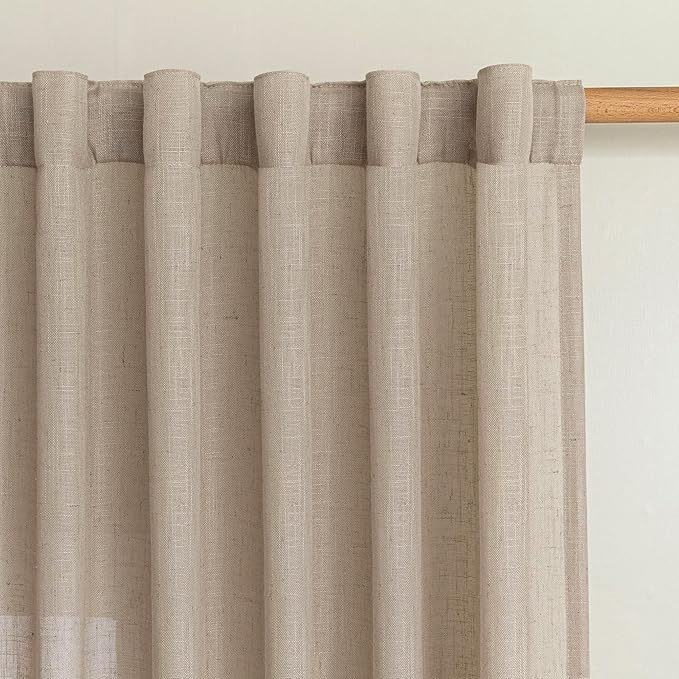 MYSKY HOME 108 Inches Long Taupe Sheer Curtains - Image 3
