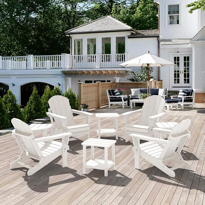 SERWALL Double Adirondack Side Table Set of 6, End Table- White - Image 6