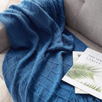 BOURINA Royal Blue Throw Blanket 50x60 Inches Throw Textured Solid Soft Sofa - Image 4