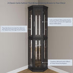 BELLEZE Lighted 3-Side Glass Display Curio Cabinet w/Tempered Glass Doors & - Image 5