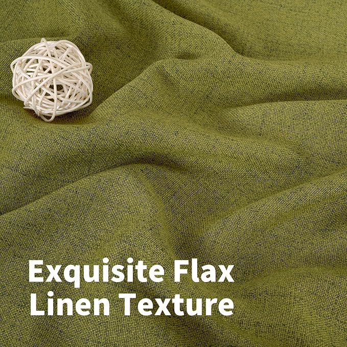 YoungsTex Green Linen Curtains 45 Inches Length, Short Window Drapes Light - Image 3
