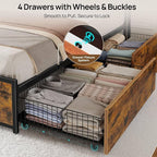 Rolanstar Twin Bed Frame with 4 Storage Drawers, Charging Station and LED Lights - Image 4