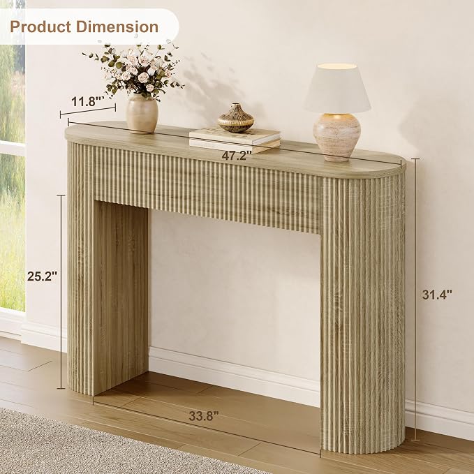 MECHYIN 47" Console Table, Fluted Sofa Table - Image 2