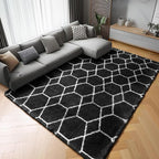 Area Rugs for Living Room, 7x10 Fluffy Black and White Modern Bedroom Rug | - Image 6
