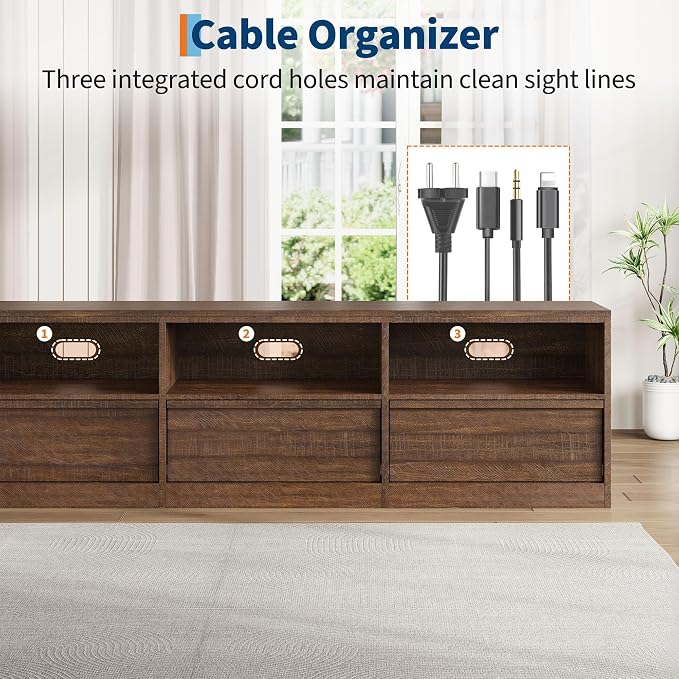 GarveeHome 70 in TV Stand for TVs up to 85 in, Mid Century Modern Entertainment - Image 7